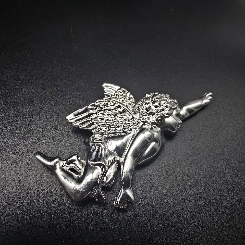 Silver Tone Flying Angel Cherub Brooch Guardian Angel Vintage 1990s Jewelry